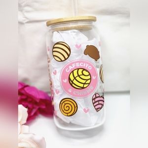 Cafecito y Chisme glass tumbler- coffee and gossip
